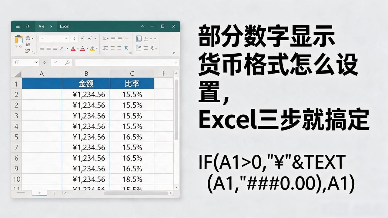 部分数字显示货币格式_财务月报自定义格式_同一列金额比率格式设置